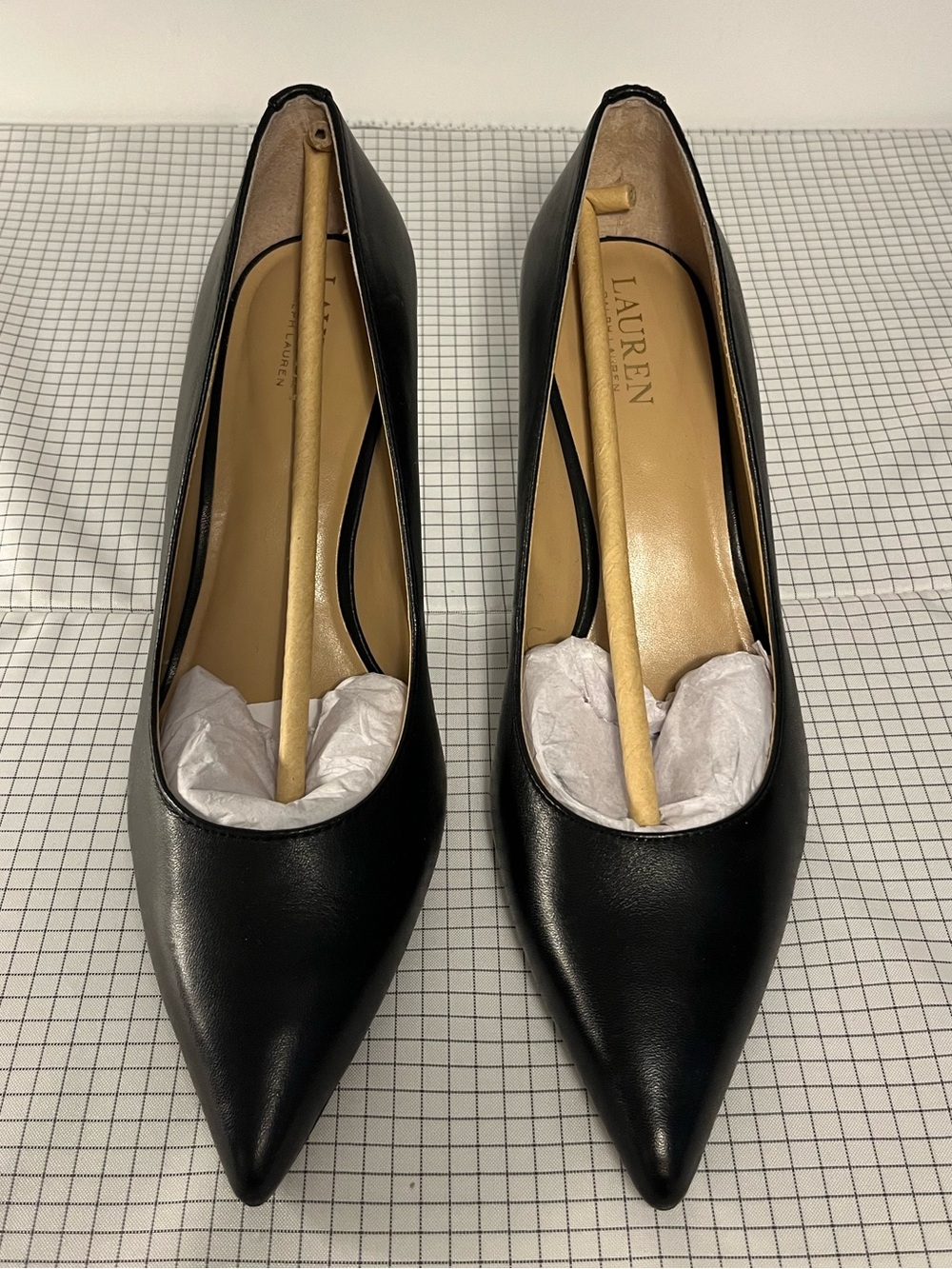 Ralph Lauren Black Pointed Leather Pumps